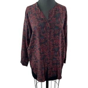 Gerard Darel Black Brown 100% Silk Button Down Long Sleeve Top Size EU 40/ US 8